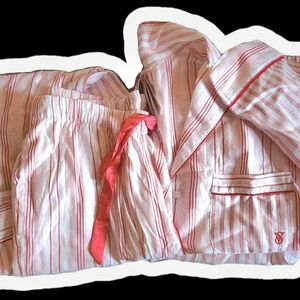 Striped Pink and White Pajama Set